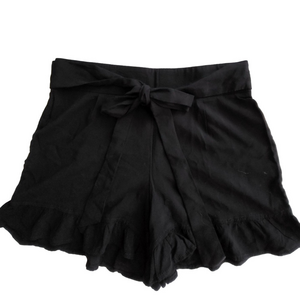 Free People women’s black ruffle shorts with tie elastic waist size M GUC